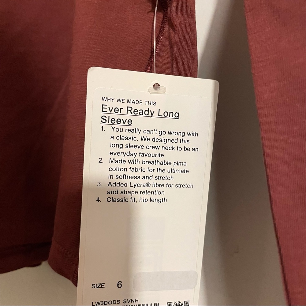 NWT lululemon Ever Ready Long Sleeve